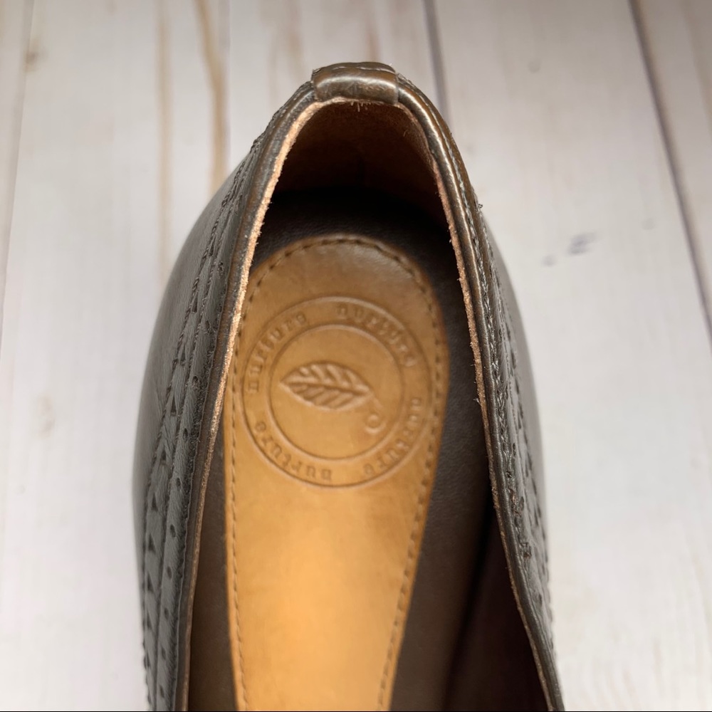 Nurture Brown Peep Toe Leather Heels ‘Sally’ Pump Stitched Detail Open Toe Sz 6 - Picture 7 of 8